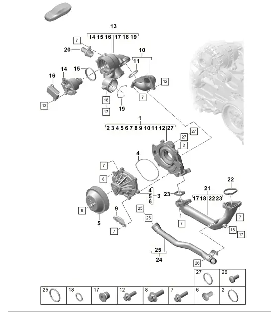 Diagram 105-001 Porsche Cayman 718 (982) 2017>> Motor