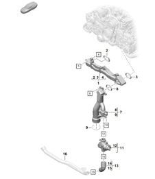 Asembly carier / Coolant pipe 718C (982C) Cayman GTS 4.0L 2017>> Asembly carier / Coolant pipe 718C (982C) Cayman GTS 4.0L 2017>>