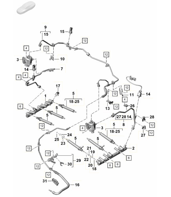 Diagram 107-006 Porsche 996 TURBO 2000-05 Engine