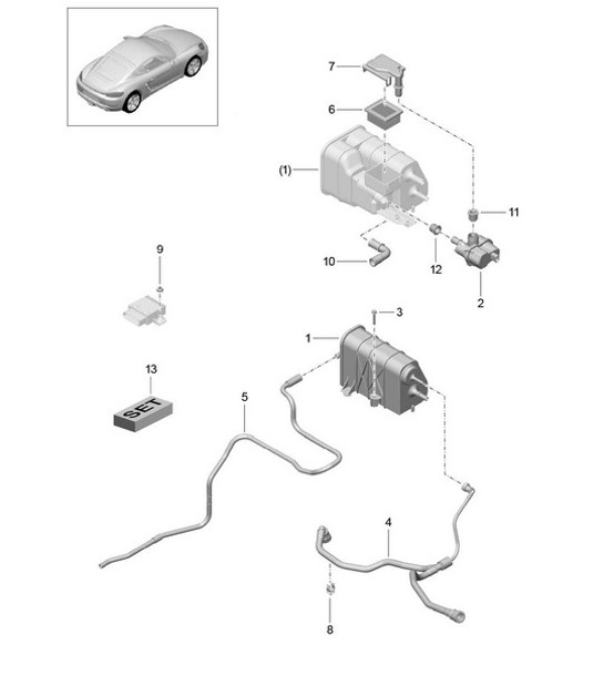 Diagram 201-020 Porsche 996 GT2 2001-05 Fuel System, Exhaust System