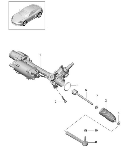 Diagram 403-000 Porsche 911 Turbo 3.0L 1975-1977 Vooras, besturing 