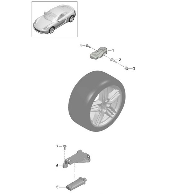 Diagram 601-050 Porsche Boxster 718 2.0L Manual (300 ch) Roues, Freins