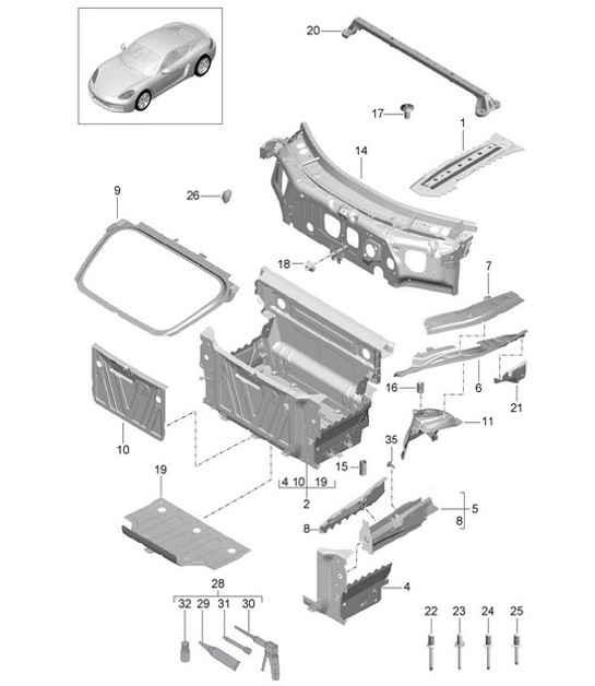 Diagram 801-010 Porsche 968 3.0L 1992-94 Carrozzeria