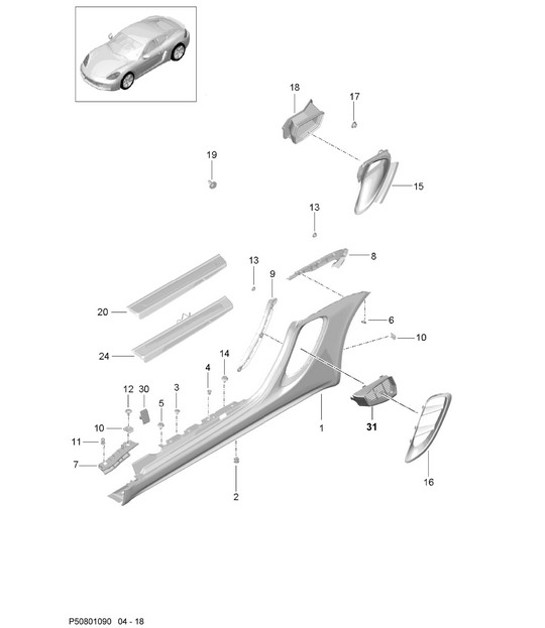 Diagram 801-090 Porsche Cayman 718 (982) 2017>> Karosserie