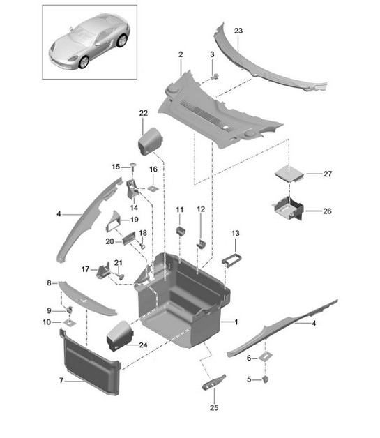 Diagram 807-000 Porsche Cayenne V6 3.0L Diesel 245PS Karosserie