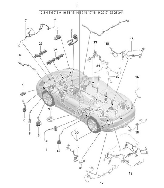 Diagram 902-010 Porsche 996 C4 3.6L 09/01-2005 Electrical equipment
