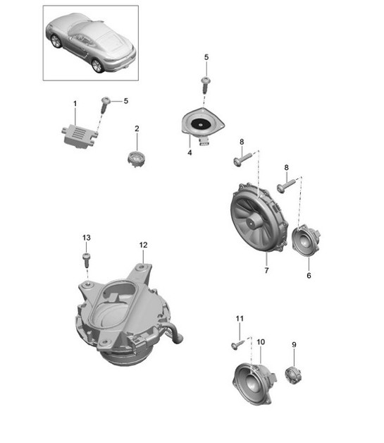 Diagram 911-005 Porsche Cayman S 3.4L 987C 2005-08 Electrical equipment