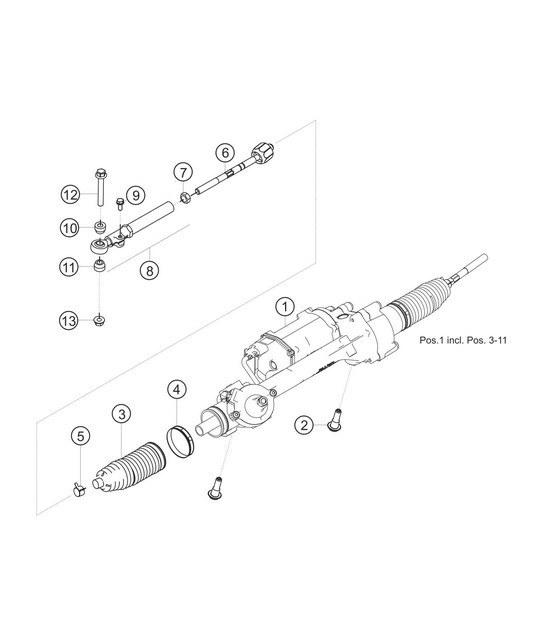 Diagram 4.4-06 Porsche Cayenne Turbo S V8 4.8L Benzine 550 pk Vooras, besturing 