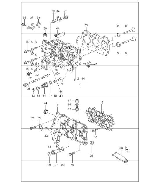 Diagram 103-00 Porsche Cayman 718 2.0L Manual (300Bhp) Motore