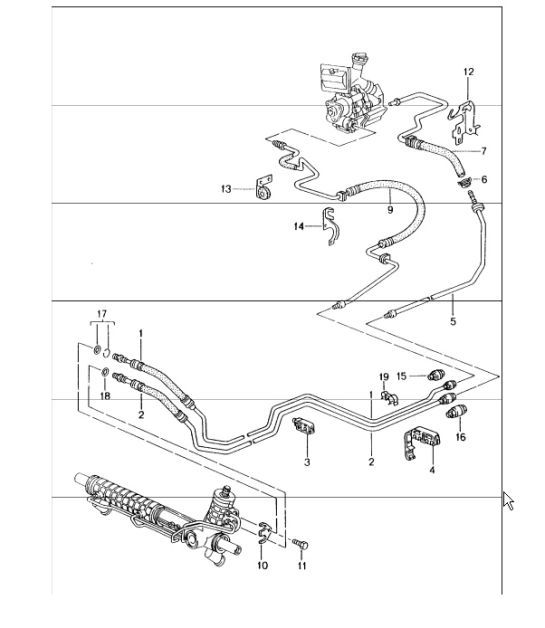 Diagram 403-01 Porsche Panamera S Hybride V6 3.0L Essieu avant, Direction 