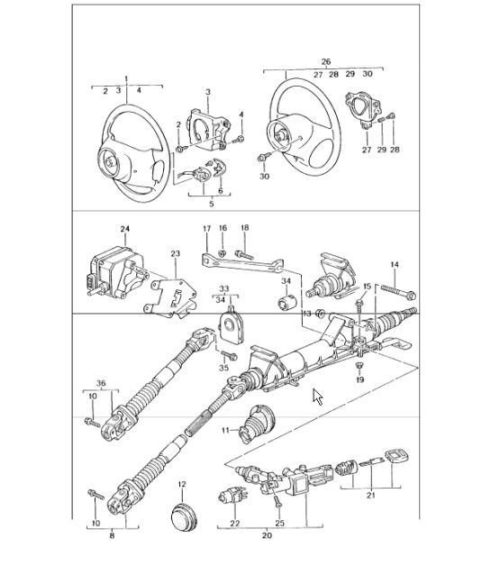 Diagram 403-05 Porsche 993 (911) C2S 1994-97 Front Axle, Steering 