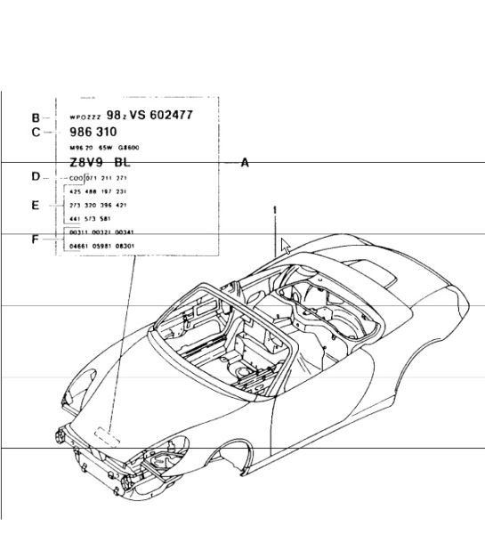 Diagram 801-00 Porsche Boxster 986/987/981 (1997-2016) Body