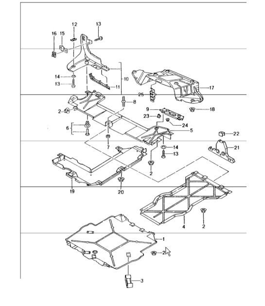 Diagram 801-70 Porsche Boxster S 987 MKII 3.4L 2009-2012 Carrosserie