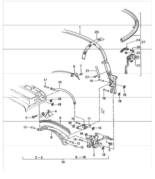 Diagram 811-05 Porsche Cayenne S V8 4.8L Essence 400 ch Carrosserie
