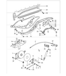 driving mechanism, convertible top, convertible top compartm., lid for 986 Boxster 1997-04 driving mechanism, convertible top, convertible top compartm., lid for 986 Boxster 1997-04