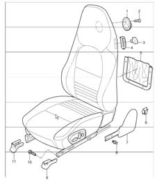 front seat, standard seat, comfort seat for 986 Boxster 1997-04 front seat, standard seat, comfort seat for 986 Boxster 1997-04