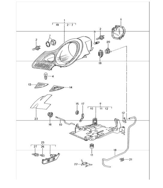 Diagram 905-00 Porsche Cayman 987C/981C (2005-2016) Electrical equipment