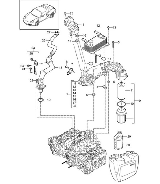 Diagram 104-005 Porsche Panamera Turbo V8 Executive Engine