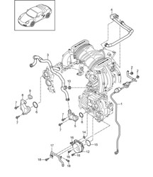 Alloggiamento basamento / Spurgo / Ventilazione serbatoio / Pompa a vuoto 987.2 Boxster / Boxster S 2009-12 Alloggiamento basamento / Spurgo / Ventilazione serbatoio / Pompa a vuoto 987.2 Boxster / Boxster S 2009-12