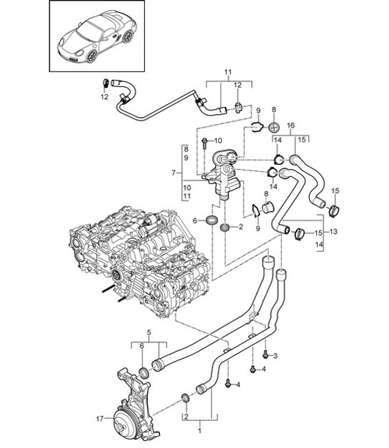 Diagram 105-005 Porsche Cayman 718 (982) 2017>> Moteur