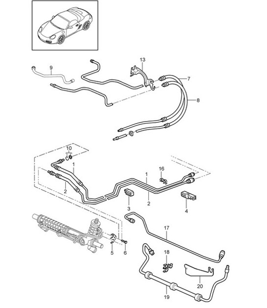 Diagram 403-001 Porsche Cayman 987C/981C (2005-2016) Front Axle, Steering 