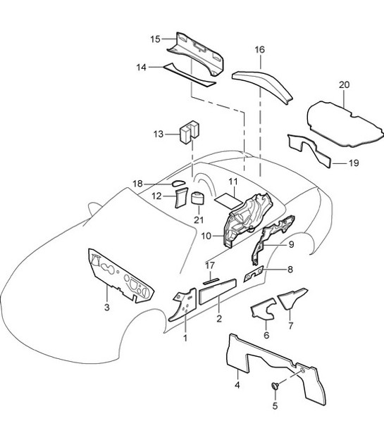 Diagram 807-015 Porsche Boxster 986/987/981 (1997-2016) Body
