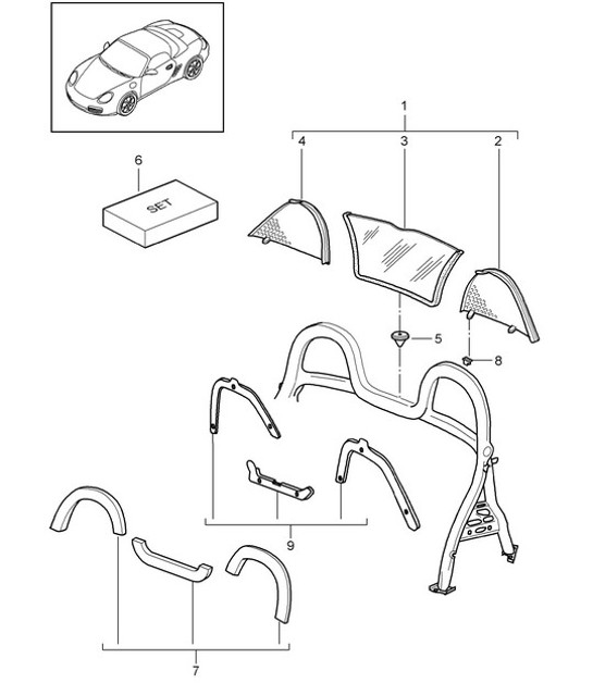 Diagram 812-001 Porsche Boxster 986/987/981 (1997-2016) Body