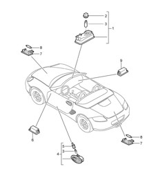 Interieurverlichting / Bagageruimtelamp / Motorruimteverlichting / Dashboardkastjeverlichting / Voetenruimteverlichting 987.2 Boxster / Boxster S 2009-12 Interieurverlichting / Bagageruimtelamp / Motorruimteverlichting / Dashboardkastjeverlichting / Voetenruimteverlichting 987.2 Boxster / Boxster S 2009-12