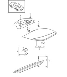 Rear light /  Licence plate light / Additional brake light 987.2 Boxster / Boxster S 2009-12 Rear light /  Licence plate light / Additional brake light 987.2 Boxster / Boxster S 2009-12
