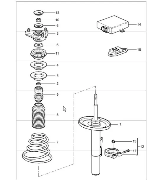 Diagram 402-00 Porsche 991 Carrera C2S 3.8L (400 PS) Vorderachse, Lenkung 