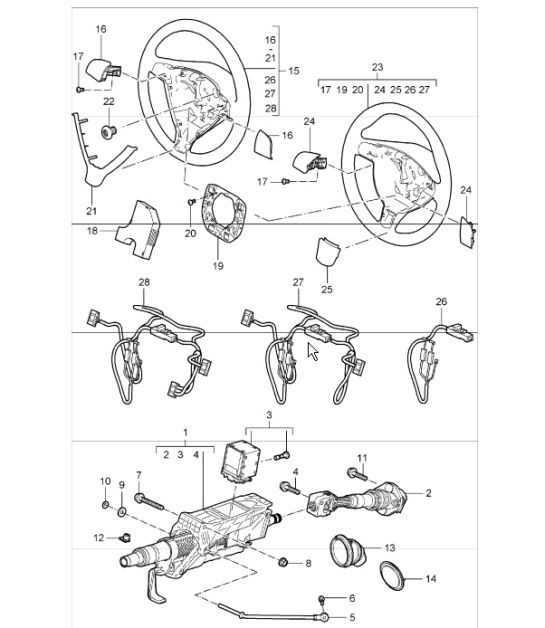 Diagram 403-05 Porsche Boxster 986/987/981 (1997-2016) Front Axle, Steering 