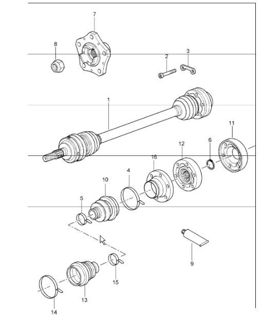 Diagram 501-05 Porsche 964 (911) TURBO 3.3L 1991-93 Asse posteriore