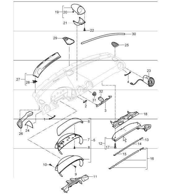 Diagram 809-01 Porsche Cayenne MK2 (957) 2007-2010 Carrozzeria