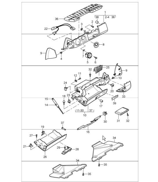 Diagram 809-03 Porsche 991 Targa 4S 3.0L (420 ch) Carrosserie