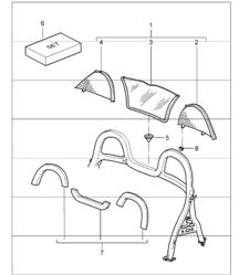 wind deflector and linings roll-over bar 987 Boxster / Boxster S 2005-08
