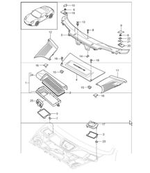 particle filter, cowl panel covering 987 Boxster / Boxster S 2005-08 particle filter, cowl panel covering 987 Boxster / Boxster S 2005-08