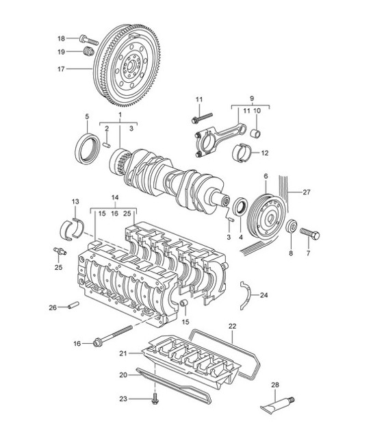 Diagram 102-000 Porsche Cayenne 3.2L V6 2003>> Motore