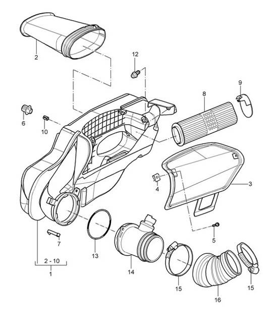 Diagram 106-000 Porsche 卡宴 Turbo V8 4.8L 汽油 500HP 引擎