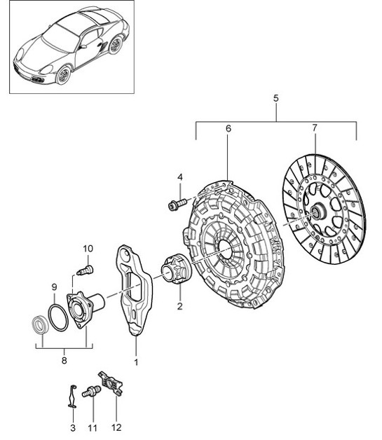 Diagram 301-000 Porsche Cayman 2.7L 987C 2006-2008 Overdragen