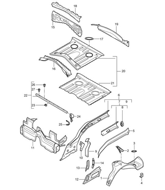 Parte posteriore / Parti singole 987C.1 Cayman 2006-08