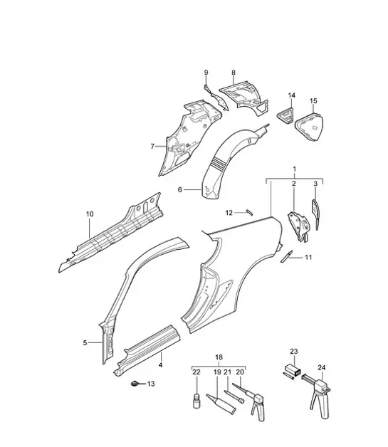 Diagram 801-050 Porsche 996 C4 3.4L 1997-08/01 Karosserie