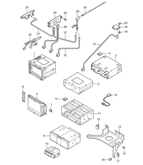 Diagram 911-000 Porsche Cayenne GTS V8 4.8L Benziner 400 PS Elektrische Ausrüstung