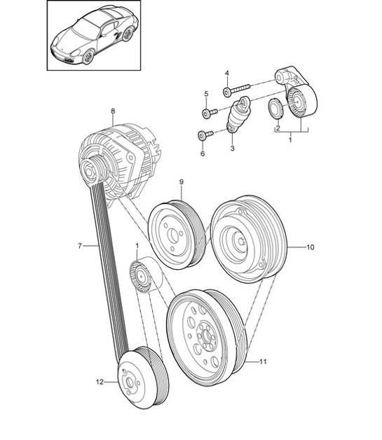 Diagram 101-010 Porsche 991 Carrera C2S 3.8L (400 ch) Moteur