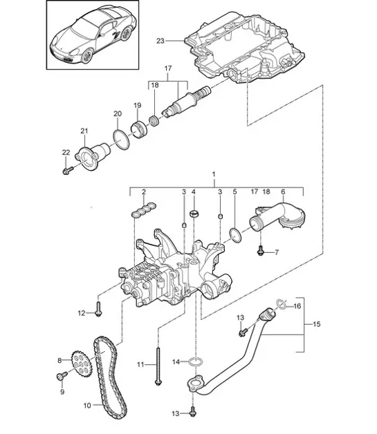 Diagram 104-000 Porsche Boxster 718 2.0L PDK (300 CV) Motor