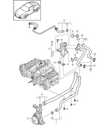 Aansluiting / waterleiding (model: A120,A121) 987C.2 Cayman 2,9L / 3,4L 2009-12 Aansluiting / waterleiding (model: A120,A121) 987C.2 Cayman 2,9L / 3,4L 2009-12