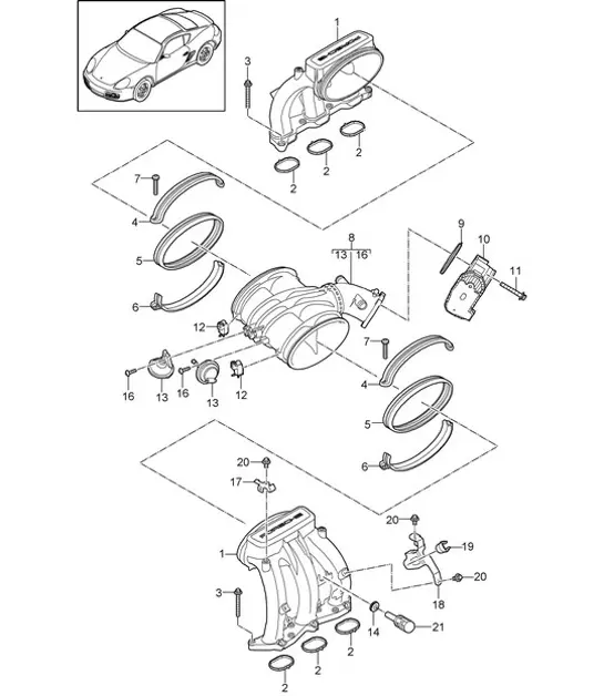 Diagram 107-010 Porsche 997 Carrera 2S 3.8L 2005> Motor