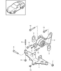 Suspensión del motor (Modelo: A120,A121) 987C.2 2.9L / 3.4L Cayman 2009-12