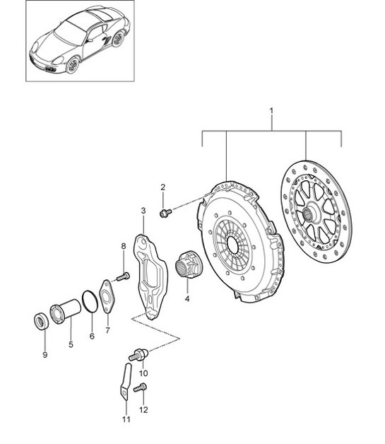 Diagram 301-000 Porsche Cayman 2.9L 987C MKII 2009-2012 Overdragen