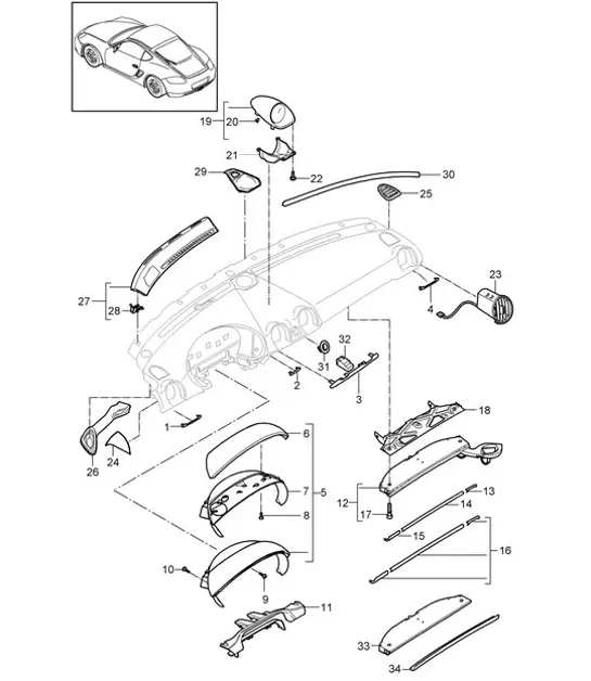Diagram 809-001 Porsche Cayman 987C/981C (2005-2016) Carrocería