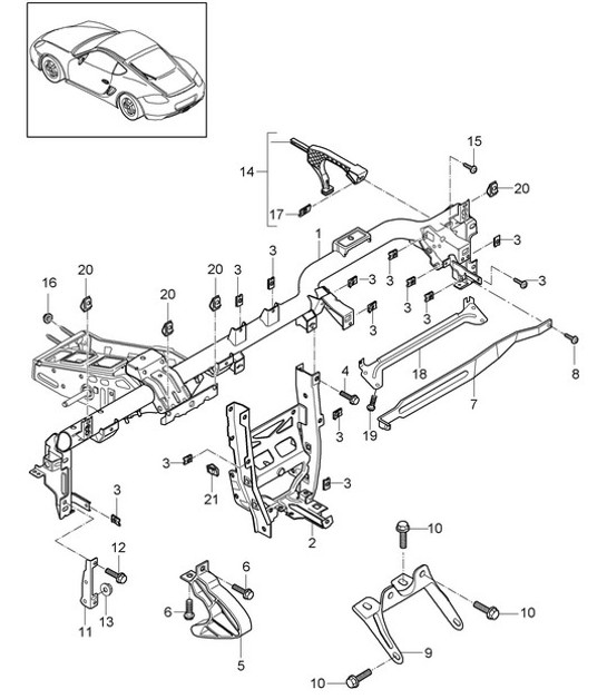 Telaio di supporto/cruscotto 987C.2 Cayman 2009-12